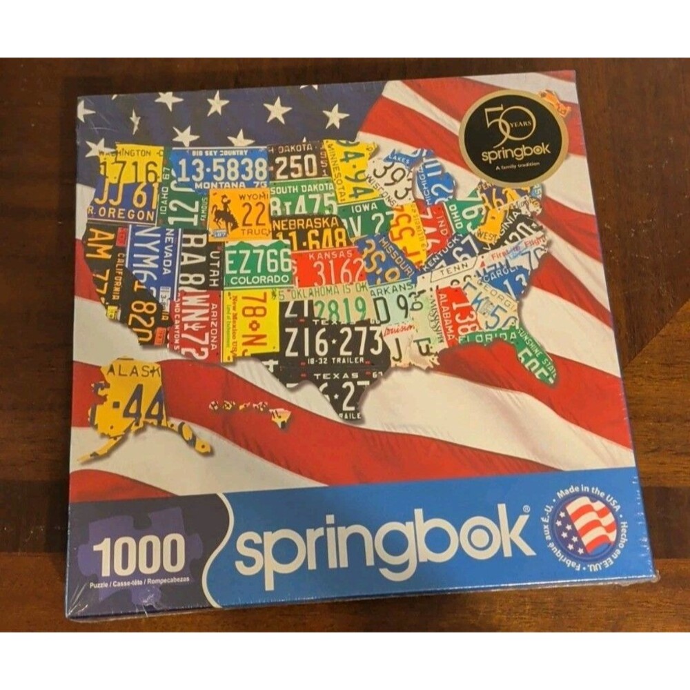 Springbok 1000 Piece Jigsaw Puzzle United States License Plates New
